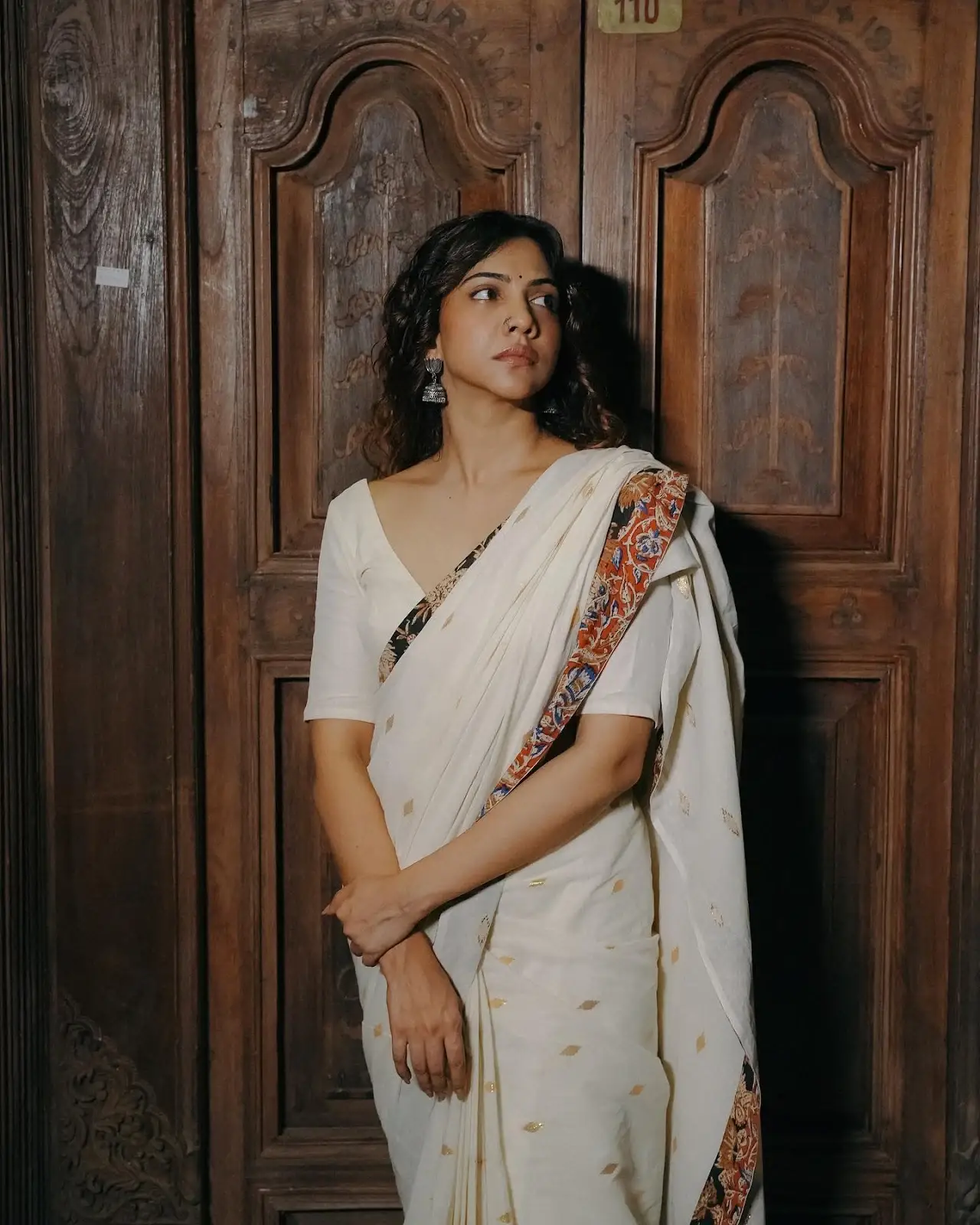 Madonna Sebastian Long Hair Images in White Saree